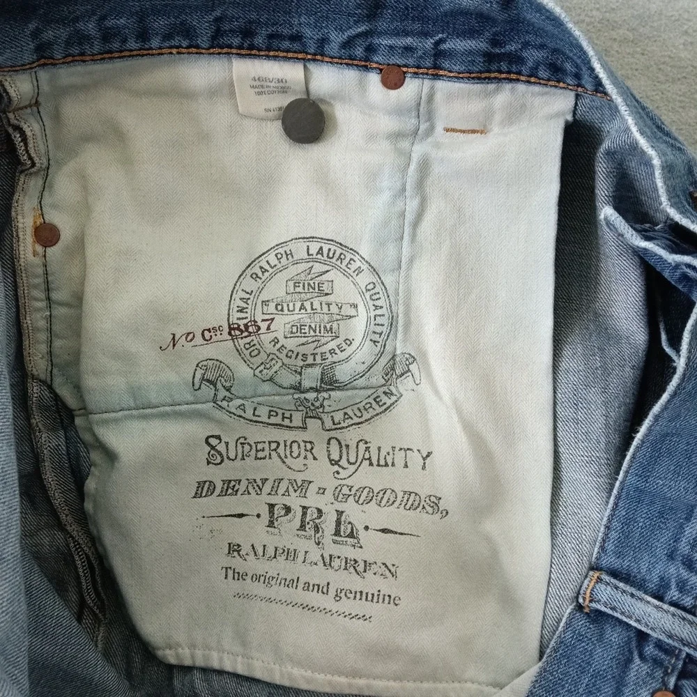 Polo Ralph Lauren 867 Mens Straight Leg Light Wash Blue Denim Jeans 46x30